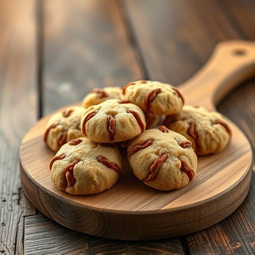 A close-up photograph of various types of cookies arranged artfully on a wooden board, some with chocolate chips and others with sprinkles, illustrating the concept of cookies in a web browser.