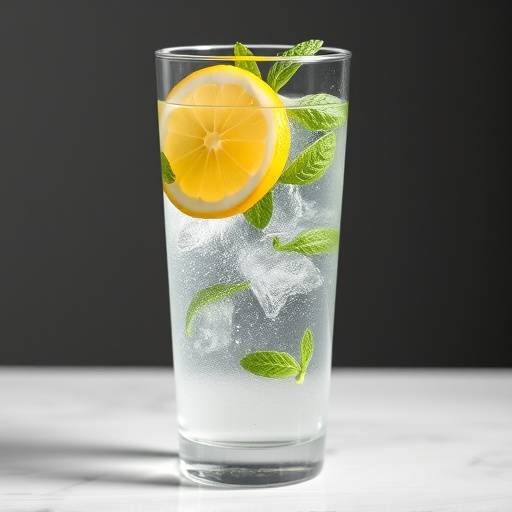 A glass of water with fresh lemon and mint