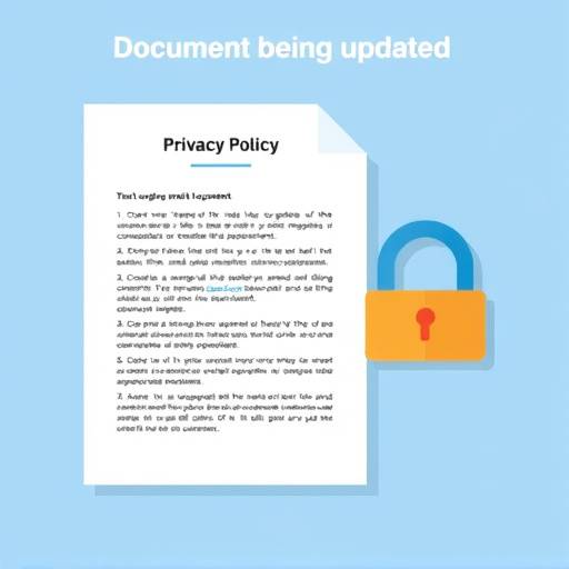 Depiction of a document being updated, representing changes to the privacy policy